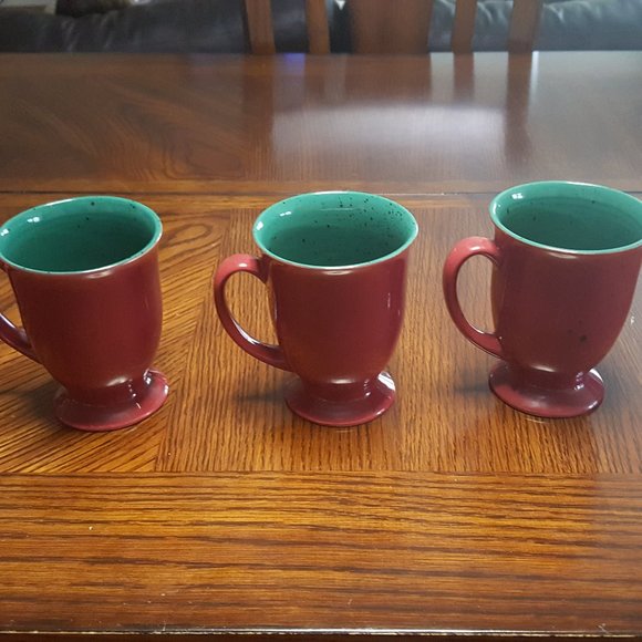 Crown Stoneware Set of 3 Red Coffee cups - Picture 1 of 3